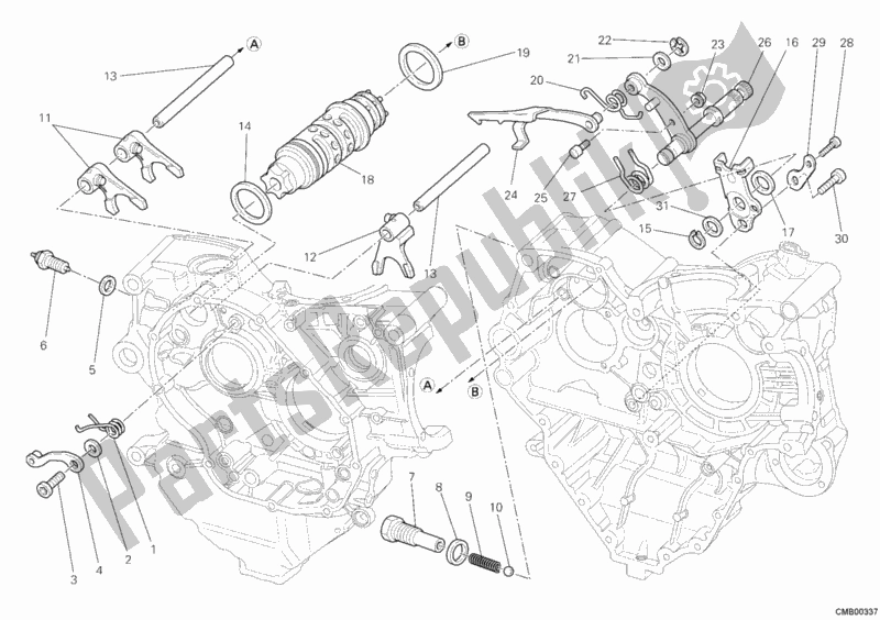 All parts for the Shift Cam - Fork of the Ducati Superbike 848 EVO USA 2011